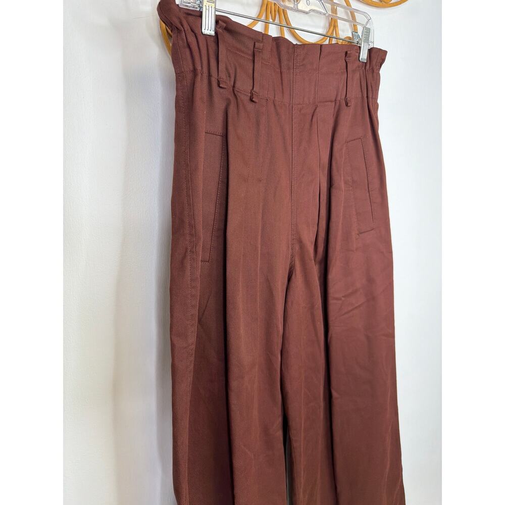 Brunello Cucinelli high rise paper waist wide leg pants Brown 6 - Picture 3 of 6